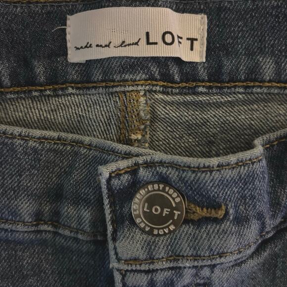 LOFT Plus Size 14 32 High Waist Straight Crop Jeans Distressing - Picture 3 of 5